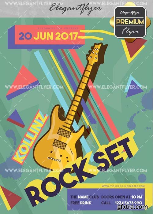 Rock Set V20 Flyer PSD Template + Facebook Cover