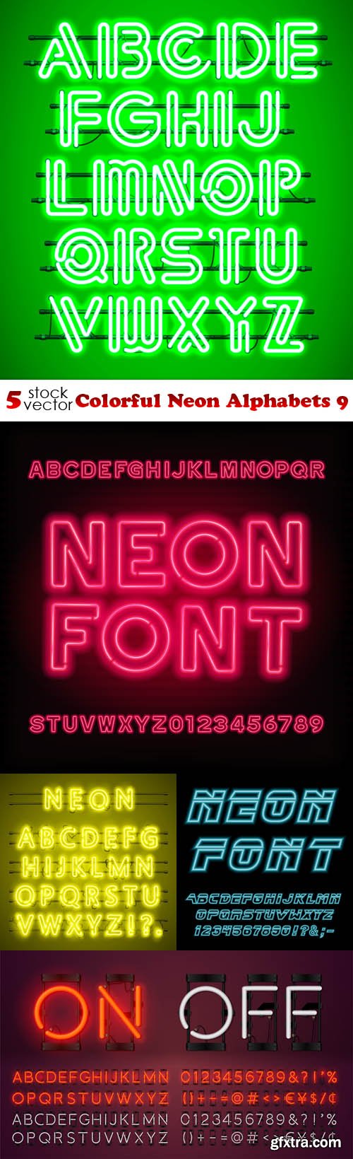 Vectors - Colorful Neon Alphabets 9