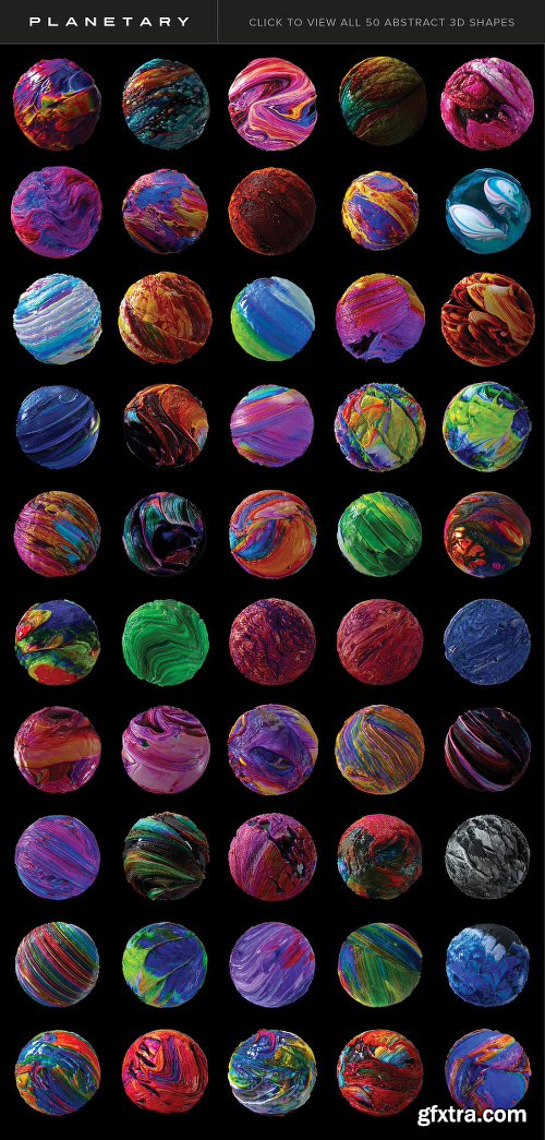 CreativeMarket Planetary: 50 Abstract 3D Shapes 1543952