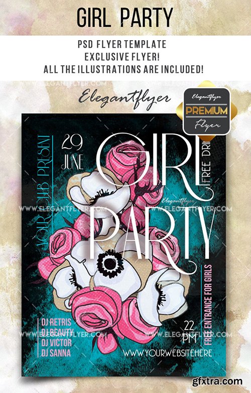 Girl Party- Flyer PSD Template + Facebook Cover 2