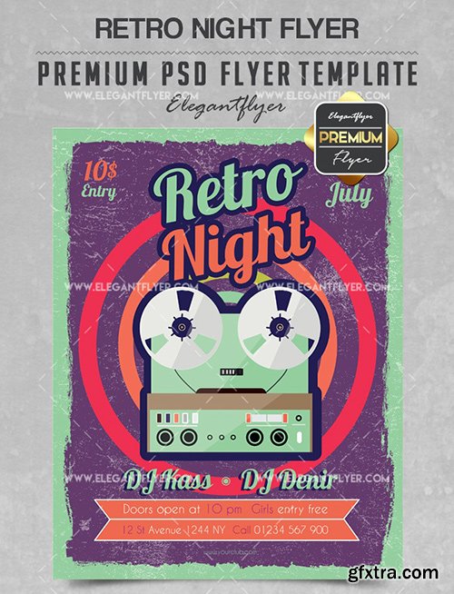 Retro Night – Flyer PSD Template + Facebook Cover 2