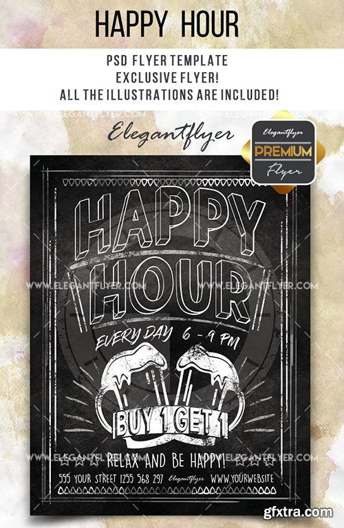 Happy Hour- Flyer PSD Template + Facebook Cover 4