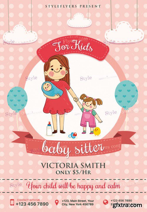 Babysitting PSD Flyer Template