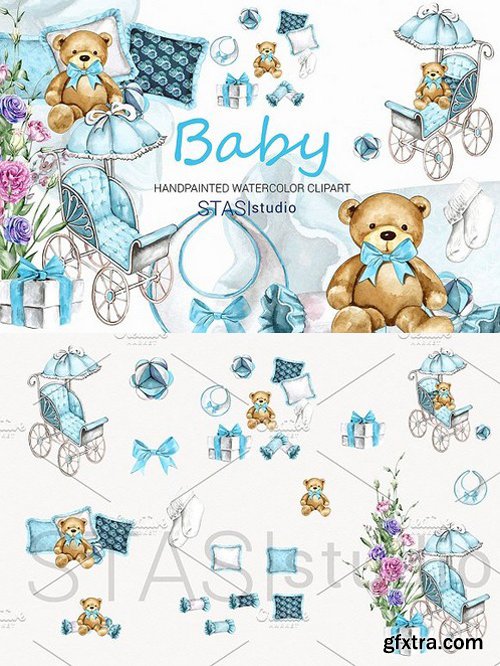 CM - Baby Boy Watercolor Clipart 1585451