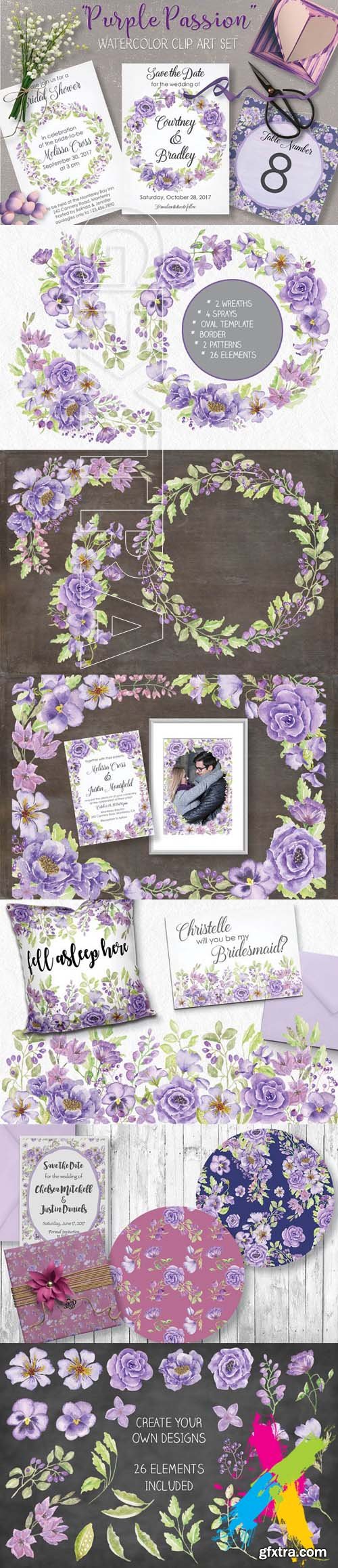 CM - Watercolor bundle Purple Passion 1611591