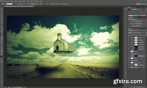 Flying House Photo Manipulation in Photoshop