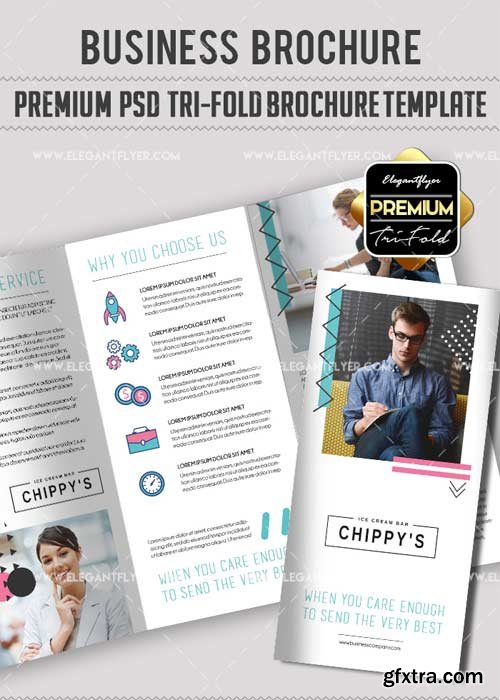 Business V44 Premium Tri-Fold PSD Brochure Template