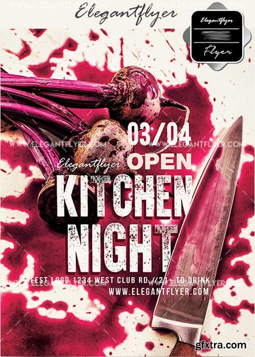 Kitchen night V15 Flyer PSD Template + Facebook Cover