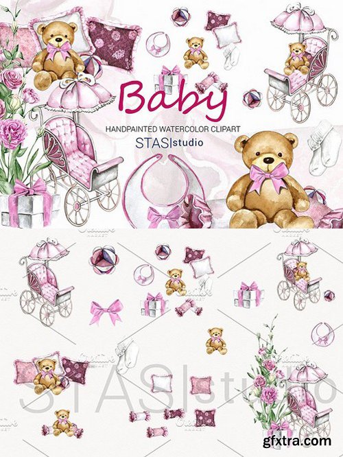 CM - Watercolor Baby Girl Clipart 1585550