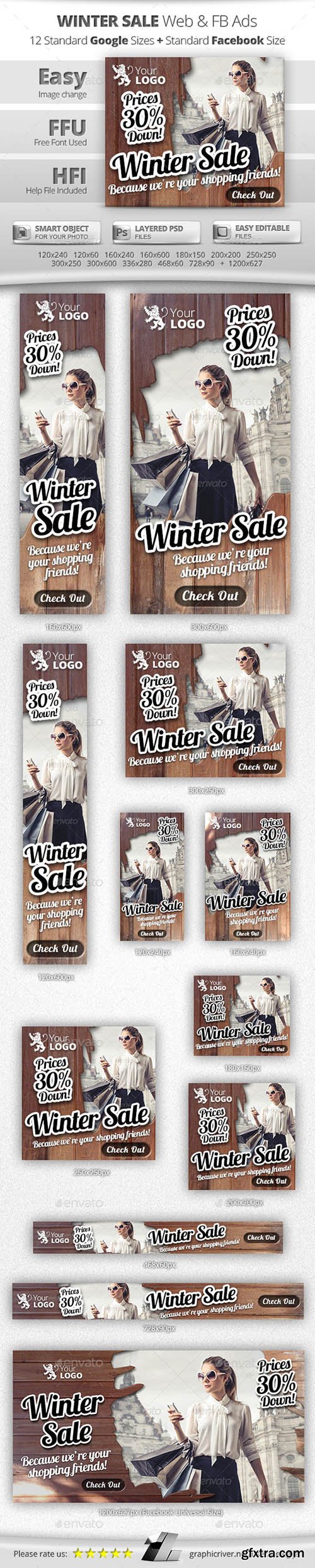 Graphicriver Winter Sale Web & Facebook Banners 9853918