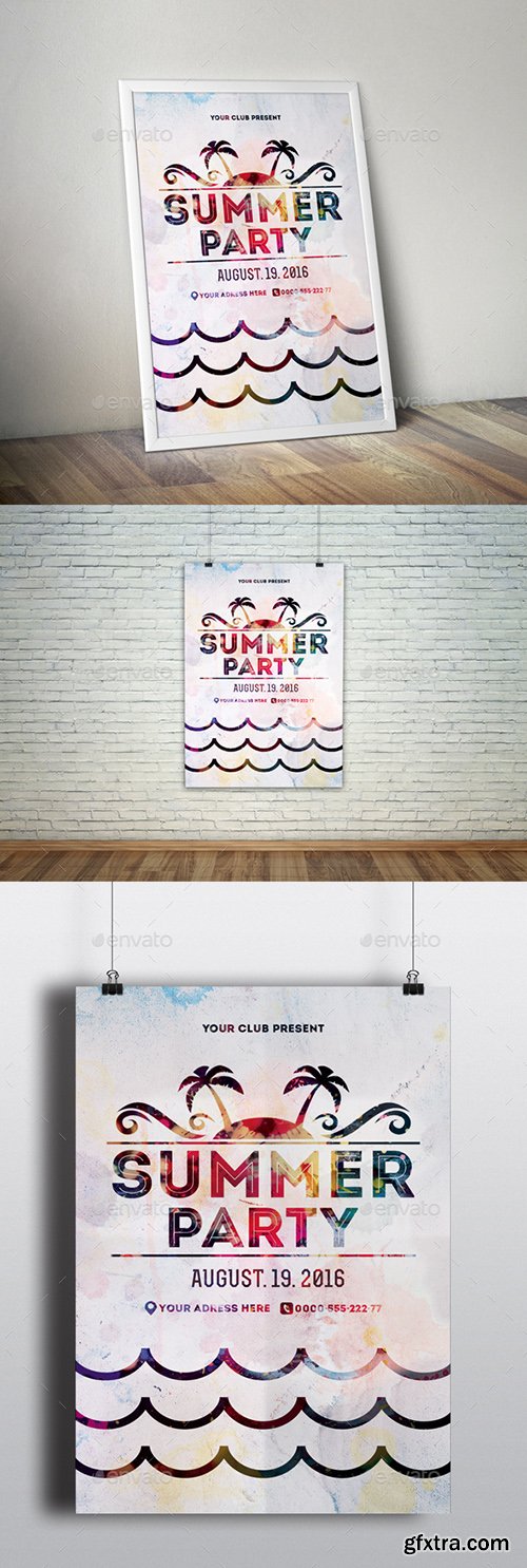 Graphicriver Bright Summer Party Poster Template 16132311