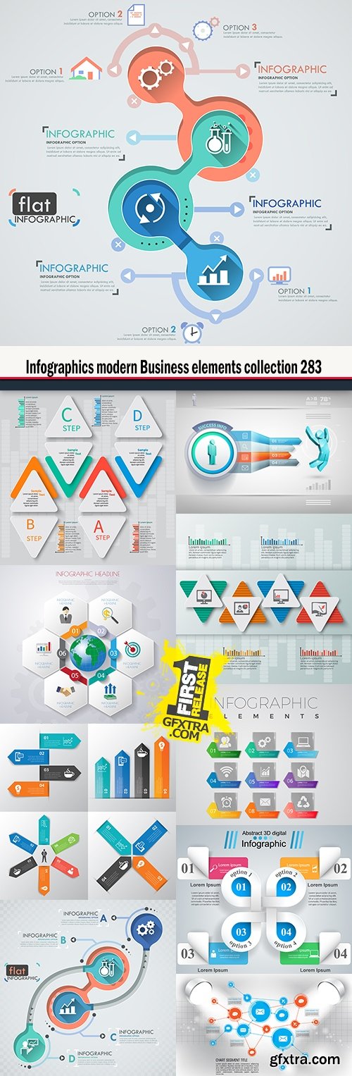 Infographics modern Business elements collection 283