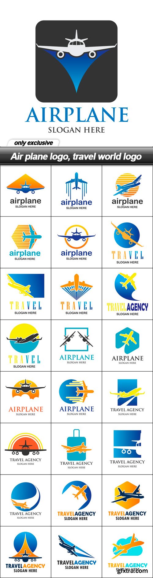 Air plane logo, travel world logo - 25 EPS