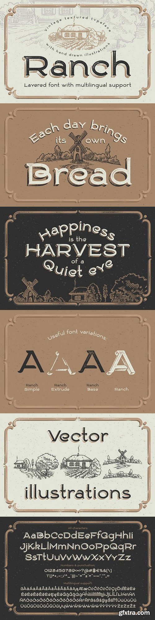 CM - Ranch vintage font & illustrations 1586568