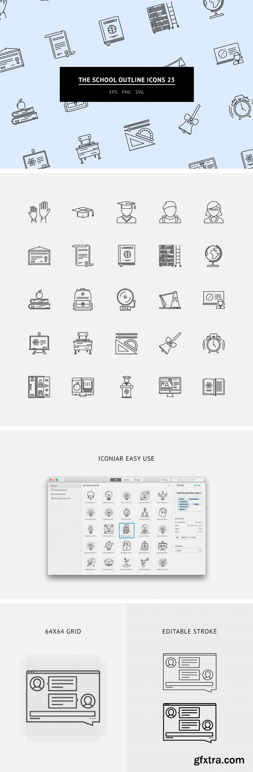 CM 1624936 - The School Outline Icons 25