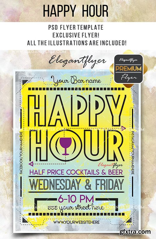 Happy Hour- Flyer PSD Template + Facebook Cover 6