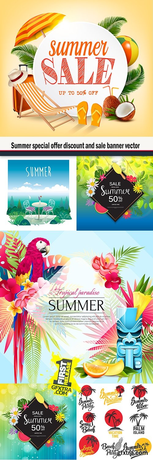 Summer special offer discount and sale banner vector