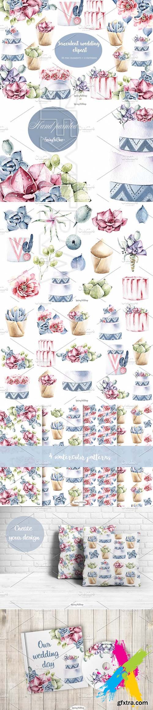 CM - Boho succulent wedding clipart 1652644