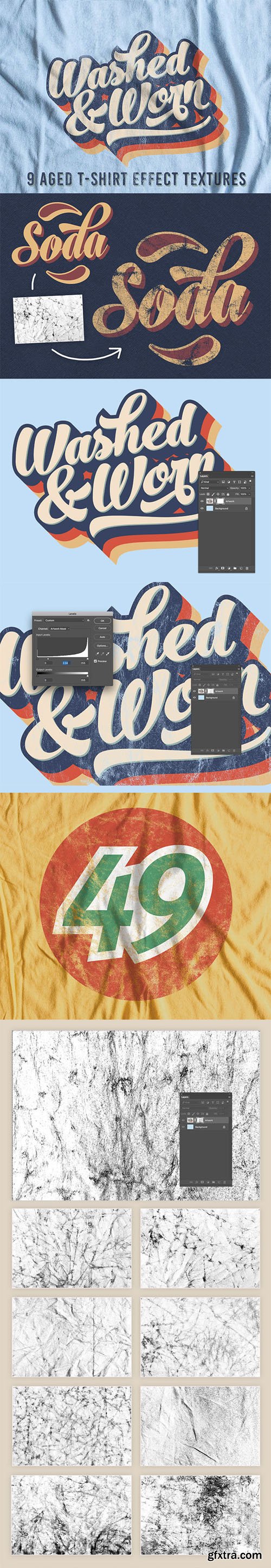 9 Washed & Worn Aged T-Shirt Effect Textures