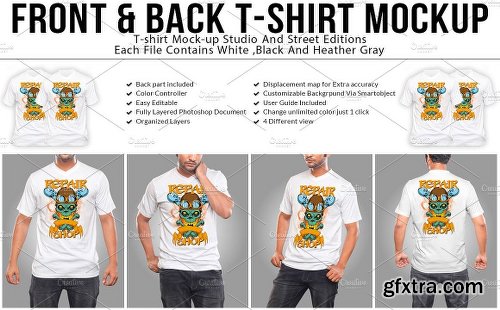 CreativeMarket V Neck Tshirt Mockup 1291777