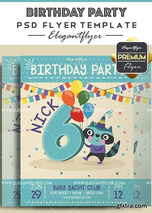 Birthday Party V34 Flyer PSD Template + Facebook Cover