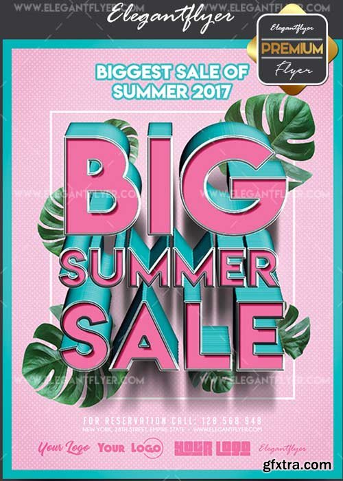 Big Summer Sale V15 Flyer PSD Template + Facebook Cover