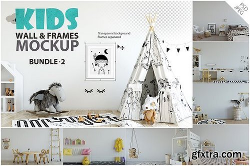 CM - KIDS WALL & FRAMES Mockup Bundle - 2 1243708