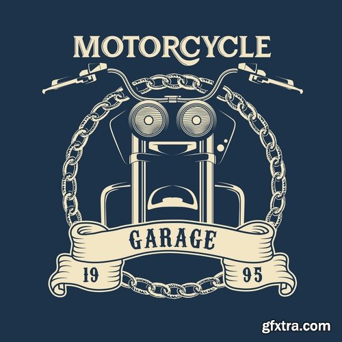 Muscle car car drawing on a T-shirt advertising poster motorcycle 17 EPS