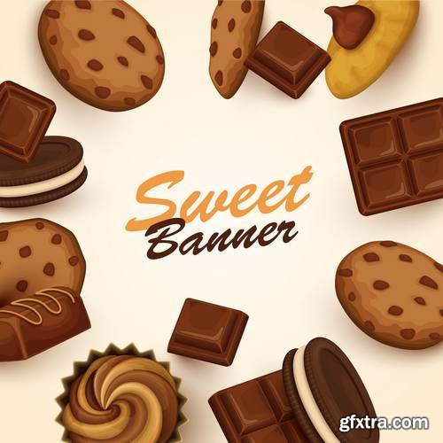 Set of Brochures and Banners with Sweets