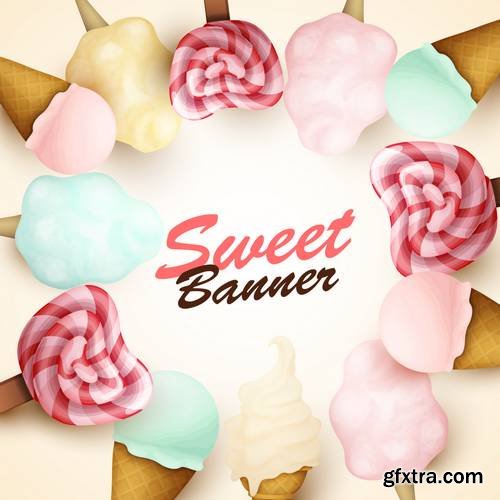 Set of Brochures and Banners with Sweets