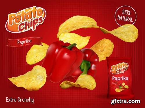 Vector Design Template for Chips Advertising