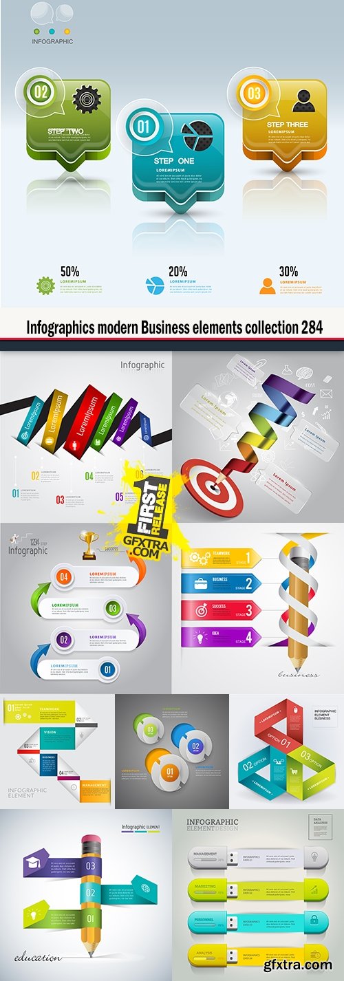 Infographics modern Business elements collection 284