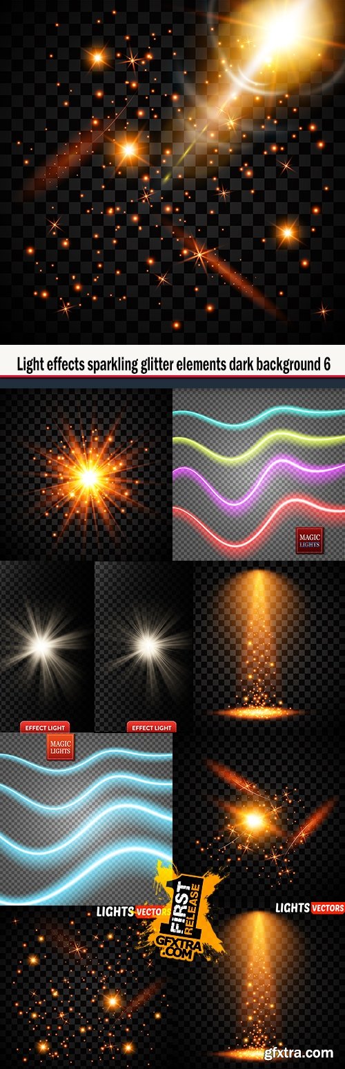 Light effects sparkling elements dark background 6