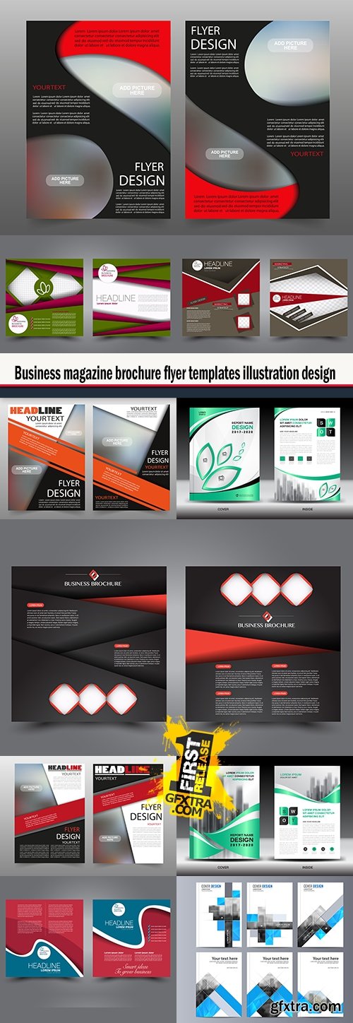 Business magazine brochure flyer templates illustration design