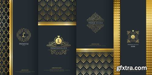 Collection of Design Elements, Labels, Icon, Frames for Packaging Design of Luxury Products