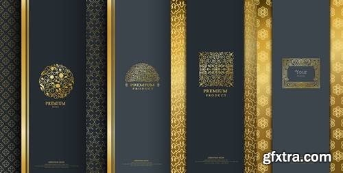 Collection of Design Elements, Labels, Icon, Frames for Packaging Design of Luxury Products