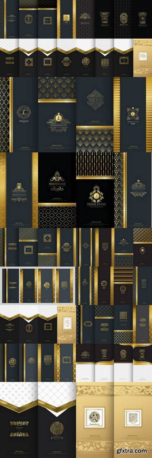 Collection of Design Elements, Labels, Icon, Frames for Packaging Design of Luxury Products