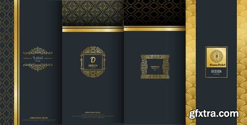 Collection of Design Elements, Labels, Icon, Frames for Packaging Design of Luxury Products