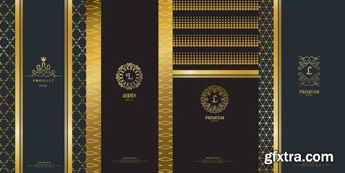 Collection of Design Elements, Labels, Icon, Frames for Packaging Design of Luxury Products