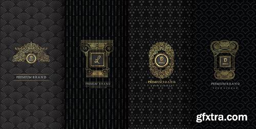 Collection of Design Elements, Labels, Icon, Frames for Packaging Design of Luxury Products