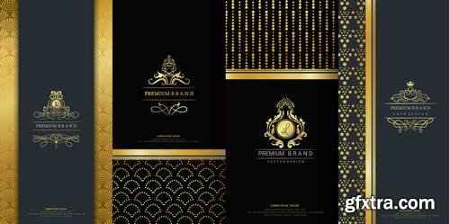 Collection of Design Elements, Labels, Icon, Frames for Packaging Design of Luxury Products