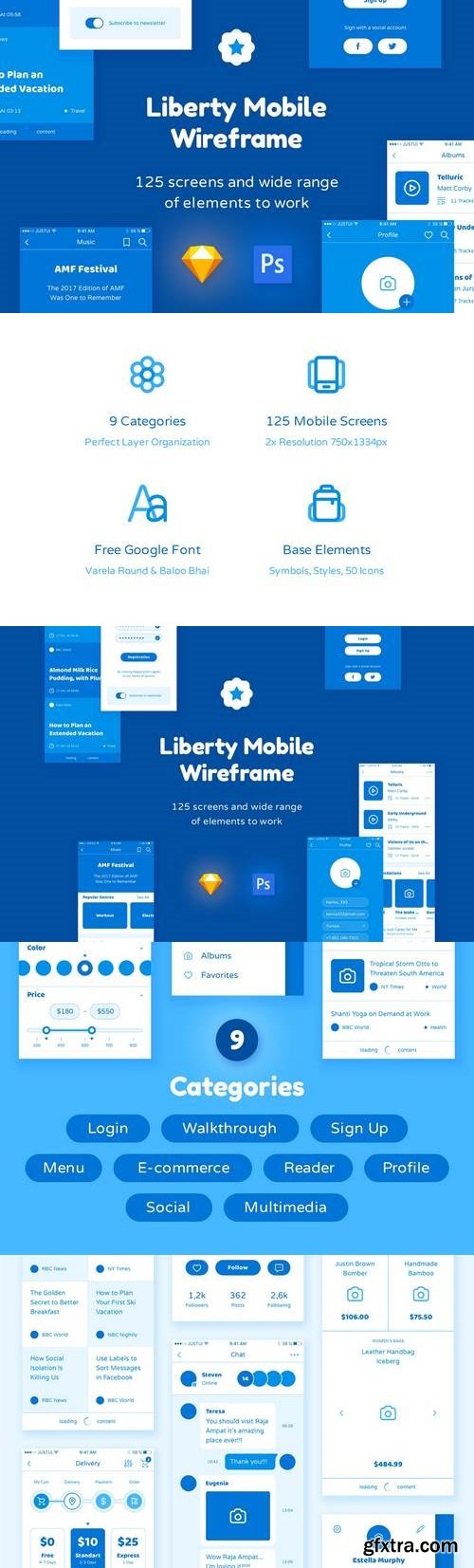 Liberty Mobile Wireframe Kit