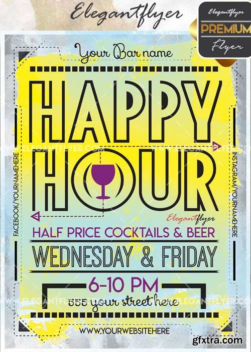 Happy Hour V43 Flyer PSD Template + Facebook Cover