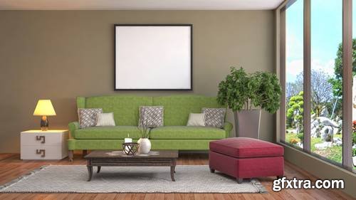 Modern Interior Mockup with Blank Poster on the Wall