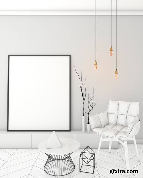 Modern Interior Mockup with Blank Poster on the Wall