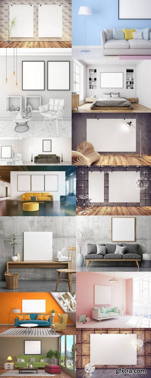 Modern Interior Mockup with Blank Poster on the Wall