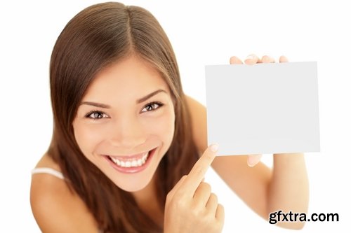 Woman advertising girl banner signboard offer 25 HQ Jpeg