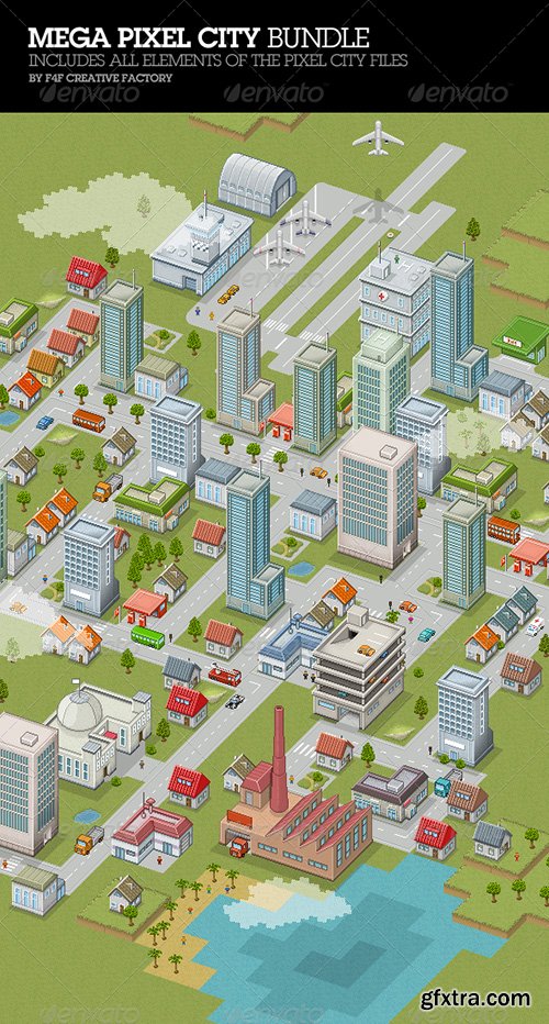 GraphicRiver Mega Pixel City Bundle 3919721