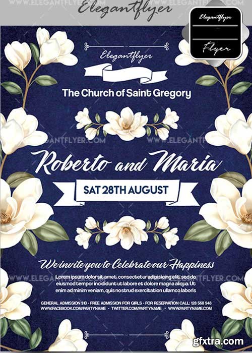 Wedding Reception V20 Flyer PSD Template + Facebook Cover