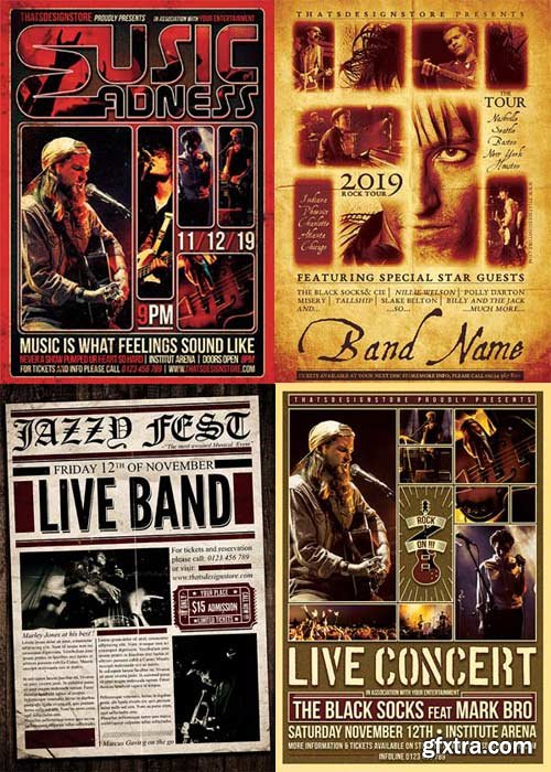 Live Concert Flyer Party 4in1 V3 Flyer Template